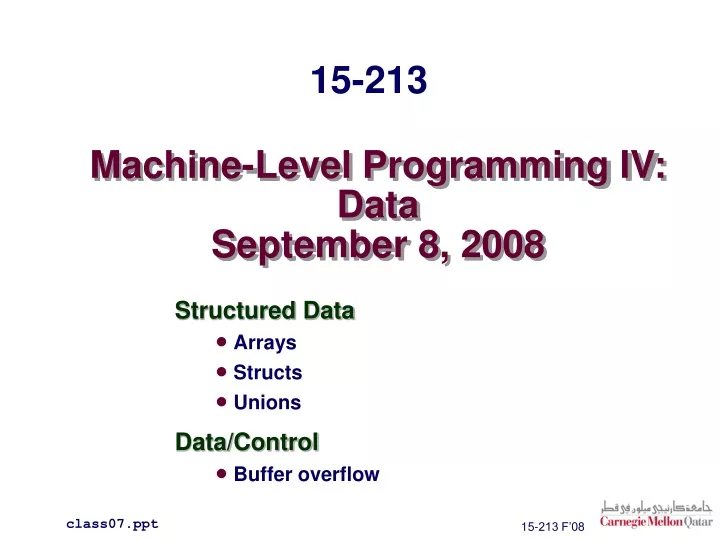 machine level programming iv data september 8 2008