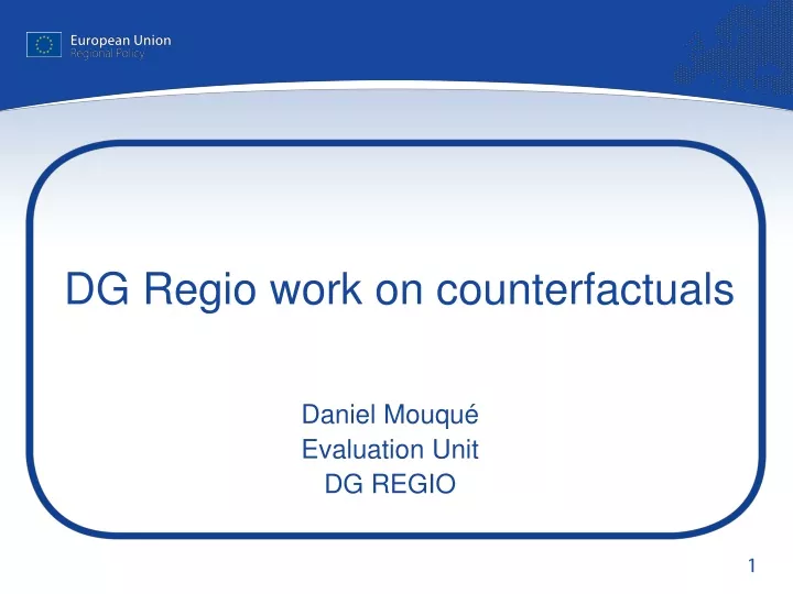 dg regio work on counterfactuals