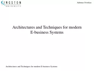 Architectures and Techniques for modern  E-business Systems