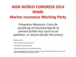 AIDA WORLD CONGRESS 2014 ROME Marine  Insurance Working Party
