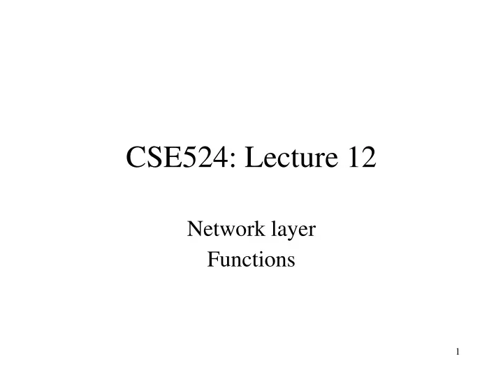 network layer functions