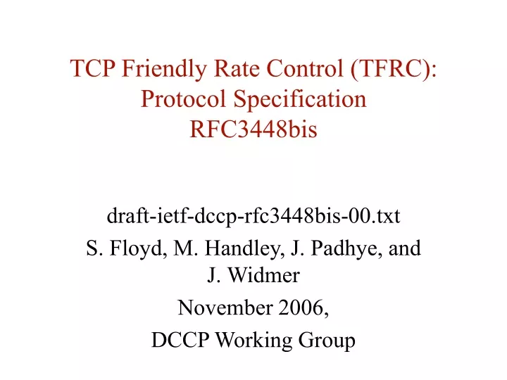 tcp friendly rate control tfrc protocol specification rfc3448bis