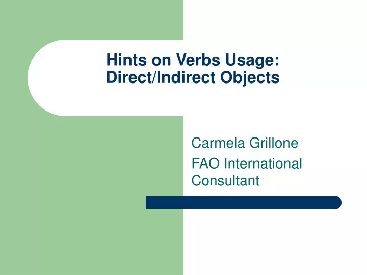 hints on verbs usage direct indirect objects