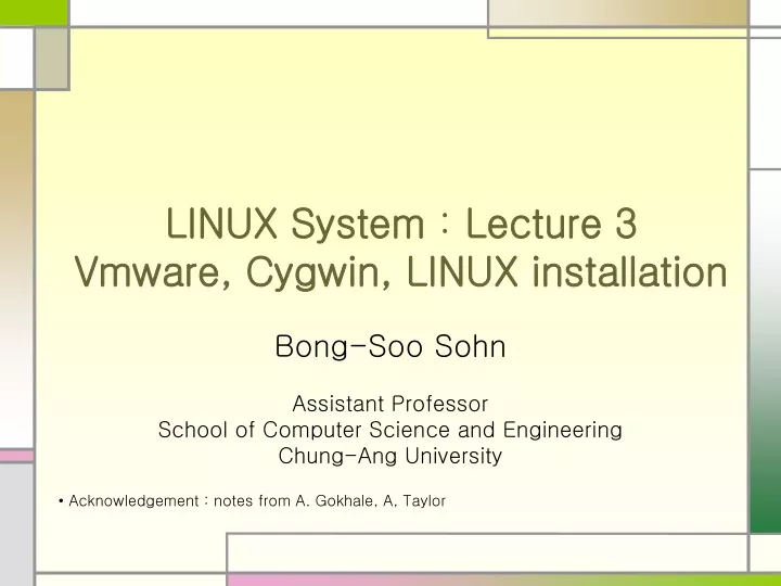 linux system lecture 3 vmware cygwin linux installation