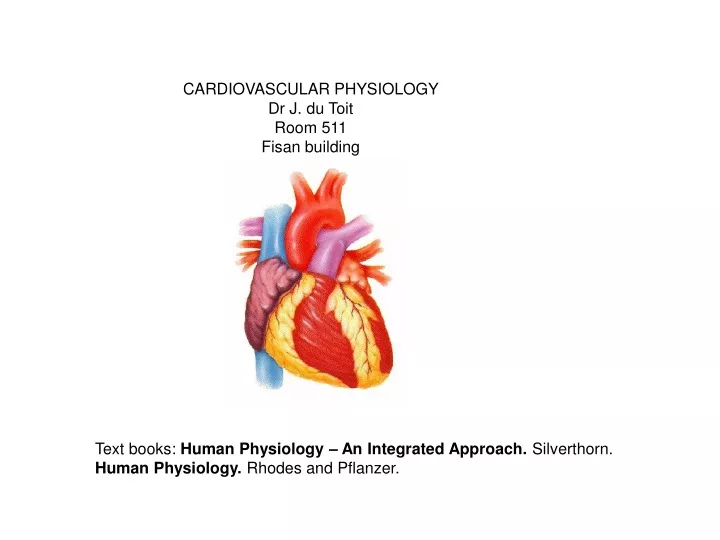 cardiovascular physiology dr j du toit room