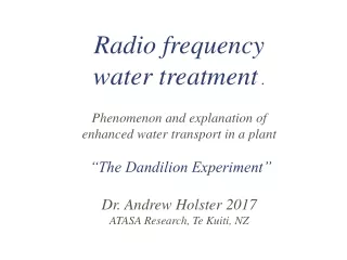 RF Water Treatment: Phenomenon and Explanation