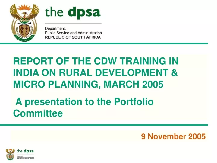 report of the cdw training in india on rural