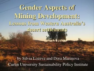 Gender Aspects of Mining Development:  Lessons from Western Australia’s desert settlements