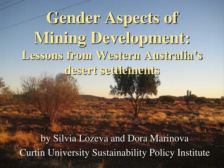 gender aspects of mining development lessons from western australia s desert settlements