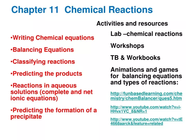 chapter 11 chemical reactions