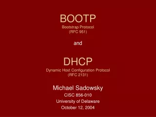 DHCP Dynamic Host Configuration Protocol (RFC 2131)