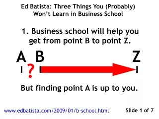 1. Business school will help you get from point B to point Z.