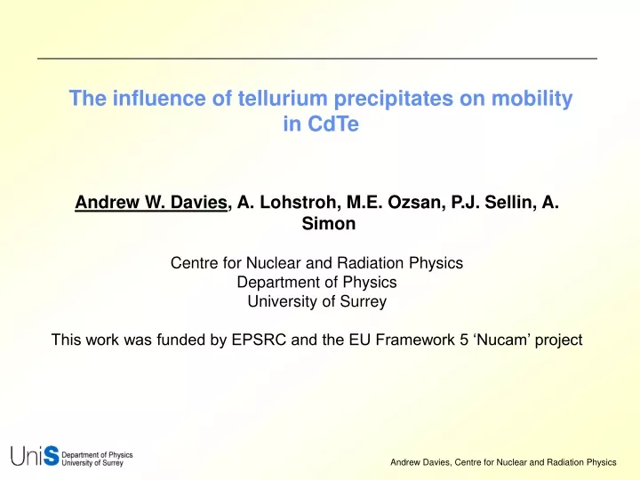 the influence of tellurium precipitates on mobility in cdte