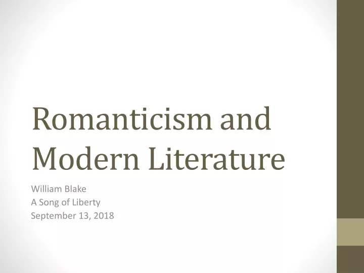 romanticism and modern literature