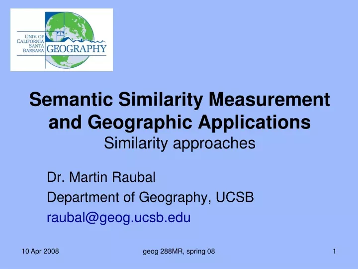 semantic similarity measurement and geographic applications similarity approaches