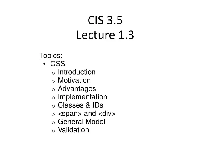 cis 3 5 lecture 1 3