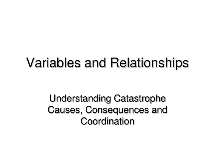 variables and relationships