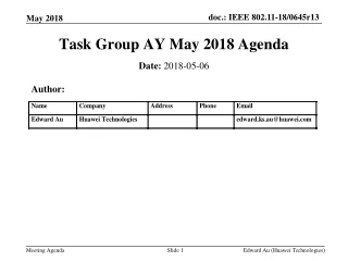 Task Group AY May 2018 Agenda