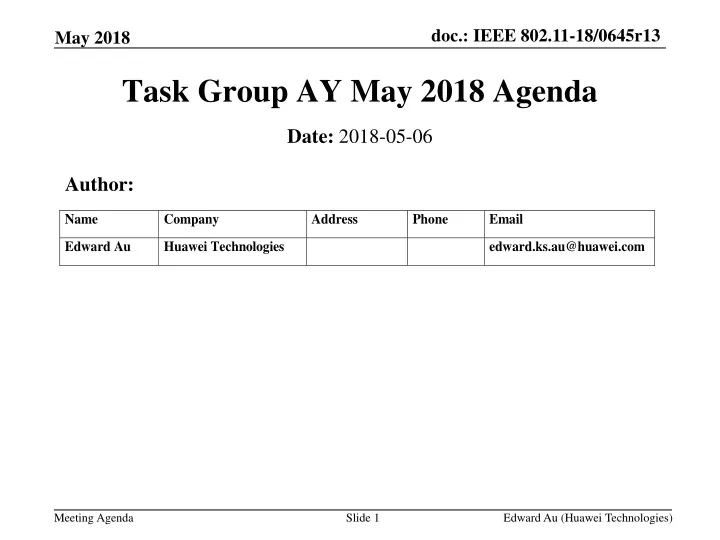 task group ay may 2018 agenda