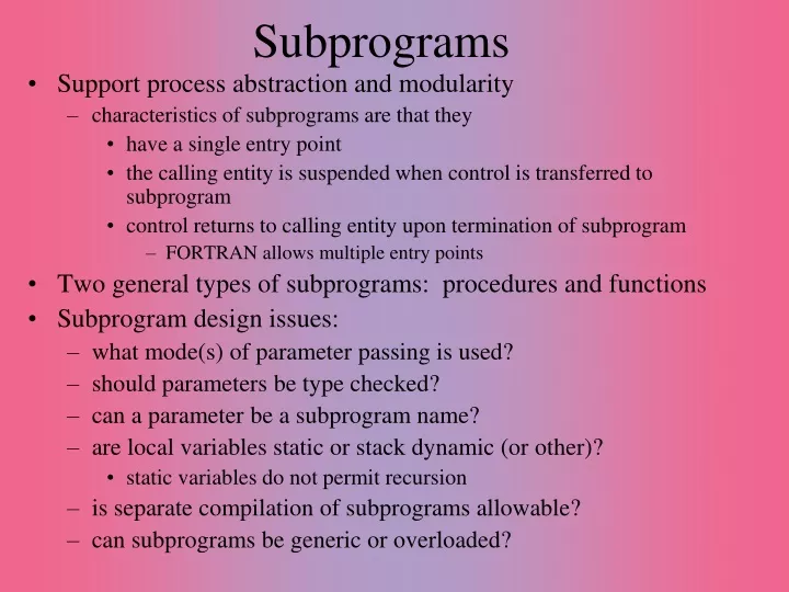 subprograms