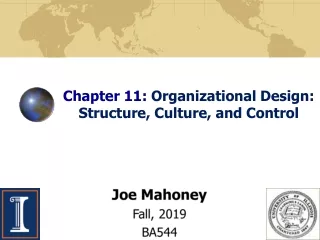 Chapter 11:  Organizational Design: Structure, Culture,  and Control