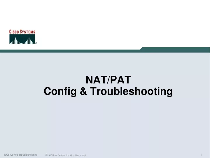 nat pat config troubleshooting