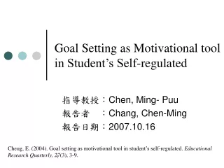 Goal Setting as Motivational tool in Student’s Self-regulated