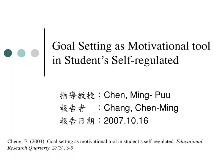 goal setting as motivational tool in student s self regulated