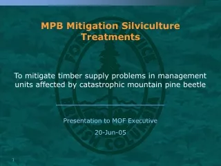 MPB Mitigation Silviculture Treatments