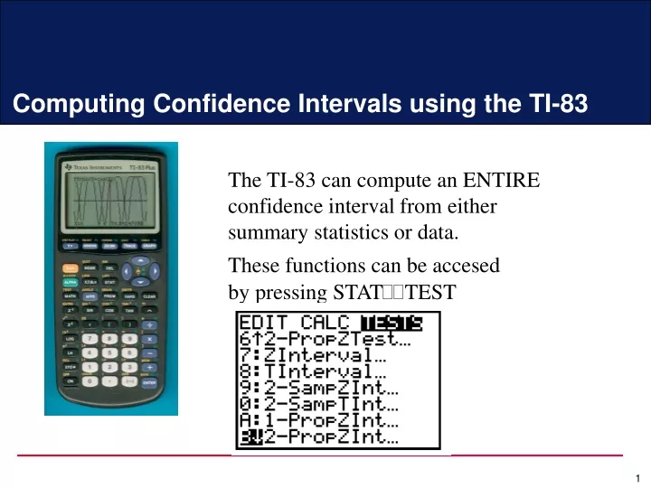 computing confidence intervals using the ti 83