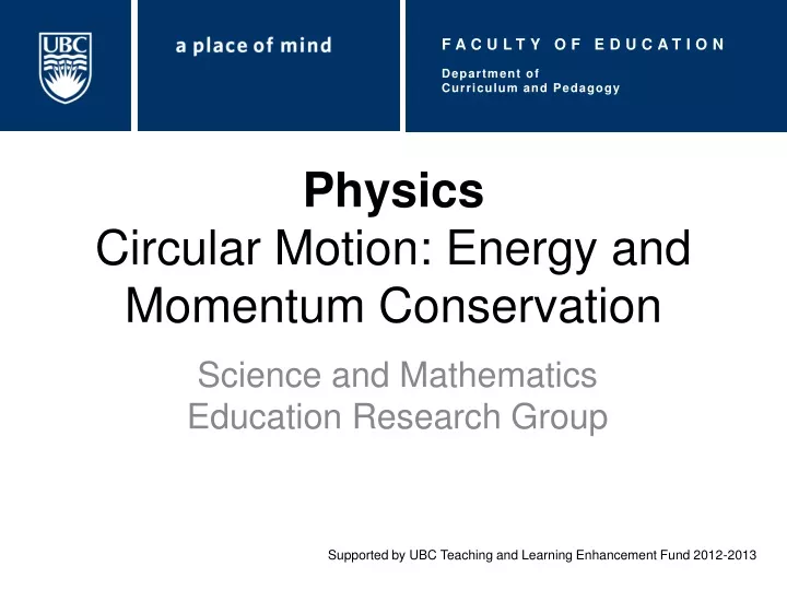 physics circular motion energy and momentum conservation