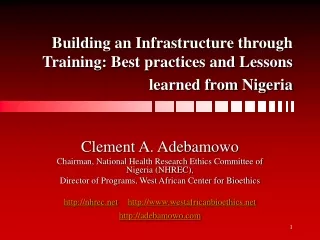 Building an Infrastructure through Training: Best practices and Lessons learned from Nigeria