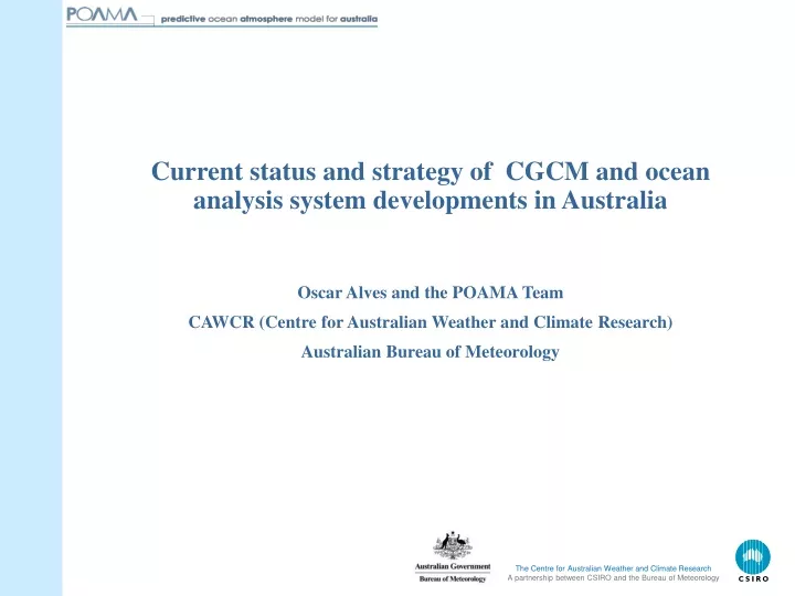 current status and strategy of cgcm and ocean