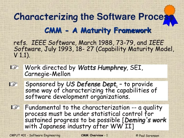 characterizing the software process