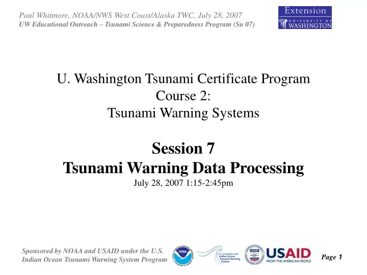u washington tsunami certificate program course