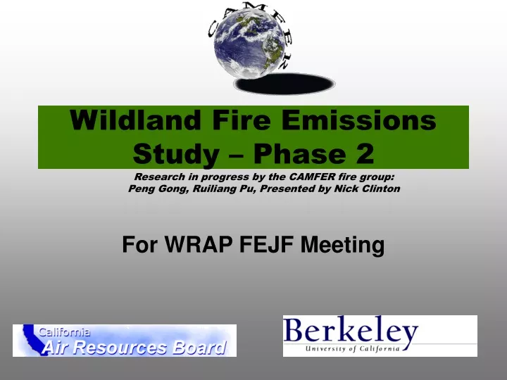 wildland fire emissions study phase 2