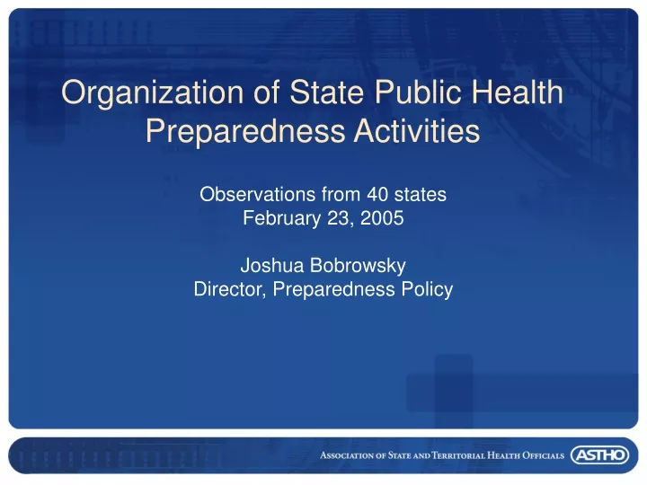 organization of state public health preparedness activities