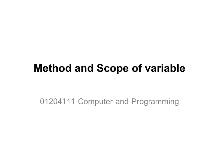 method and scope of variable