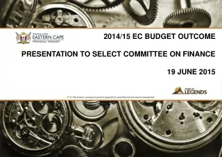 2014/15 EC BUDGET  OUTCOME PRESENTATION TO  SELECT COMMITTEE ON FINANCE 19  JUNE 2015