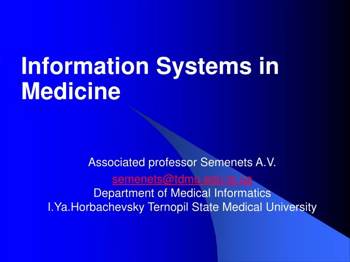 information systems in medicine