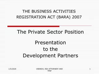 THE BUSINESS ACTIVITIES REGISTRATION ACT (BARA) 2007