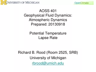 Richard B. Rood (Room 2525, SRB) University of Michigan rbrood@umich