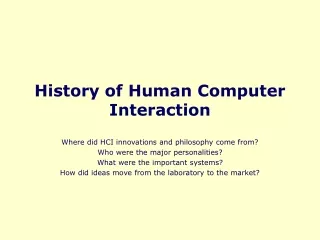 History of Human Computer Interaction