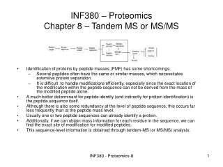INF380 – Proteomics  Chapter 8 – Tandem MS or MS/MS