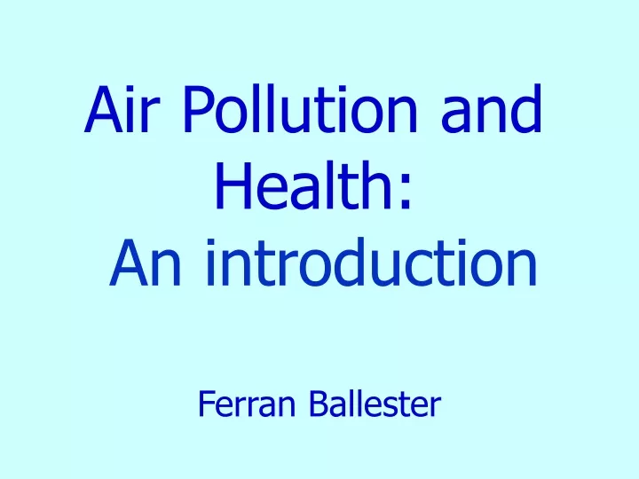 air pollution and health an introduction