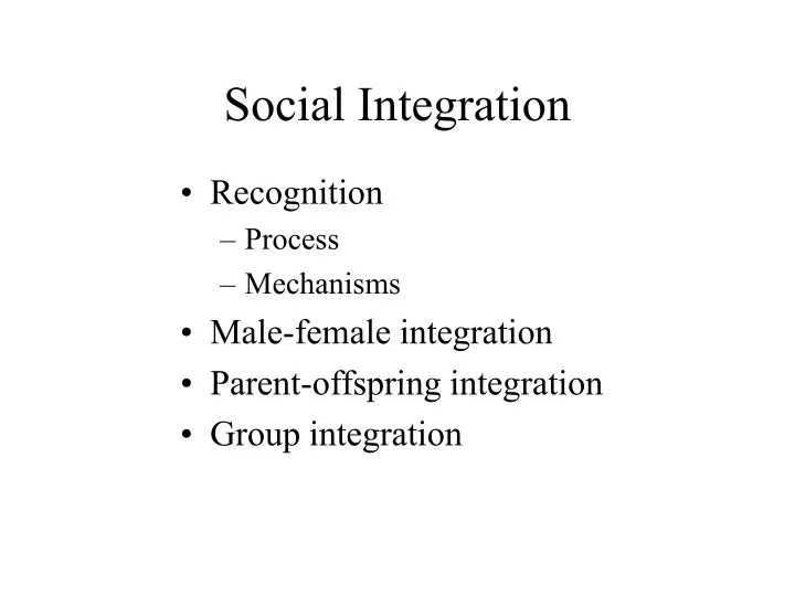 social integration