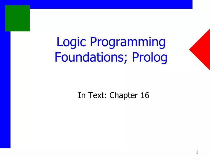 logic programming foundations prolog