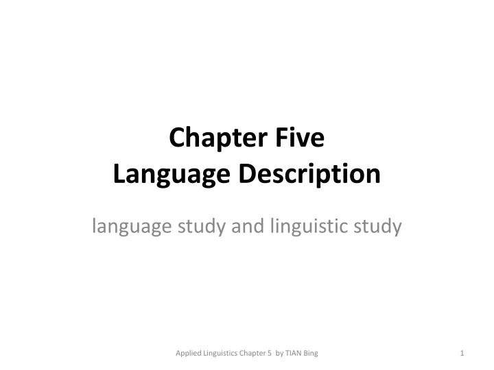 chapter five language description