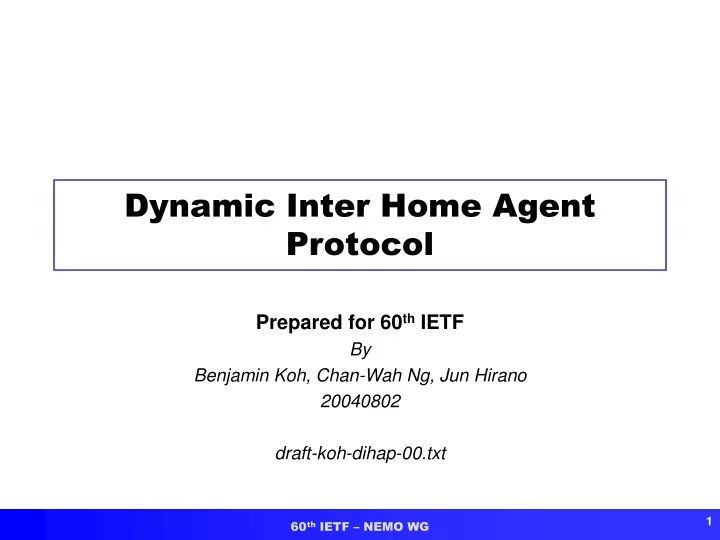 dynamic inter home agent protocol