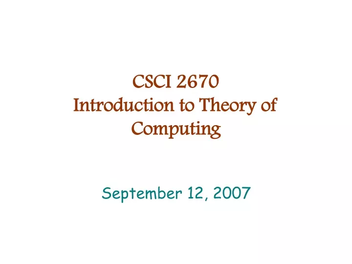 csci 2670 introduction to theory of computing